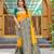 Yellow soft silk blend banarasi jacuard work designer party wear saree with unstitched blouse piece