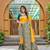 Yellow soft silk blend banarasi jacuard work designer party wear saree with unstitched blouse piece