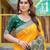 Yellow soft silk blend banarasi jacuard work designer party wear saree with unstitched blouse piece