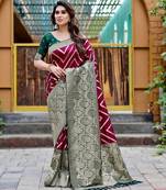 Purple soft silk blend banarasi jacuard work designer party wear saree with unstitched blouse piece