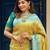 Yellow sky blue soft silk blend banarasi jacuard work designer party wear saree with unstitched blouse piece