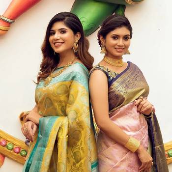 Yellow sky blue silk blend banarasi saree with unstitched blouse piece 3