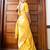 Yellow soft silk blend banarasi jacuard work designer party wear saree with unstitched blouse piece