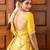 Yellow soft silk blend banarasi jacuard work designer party wear saree with unstitched blouse piece