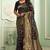 Black soft silk blend banarasi jacuard work designer party wear saree with unstitched blouse piece