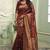 Maroon soft silk blend banarasi jacuard work designer party wear saree with unstitched blouse piece