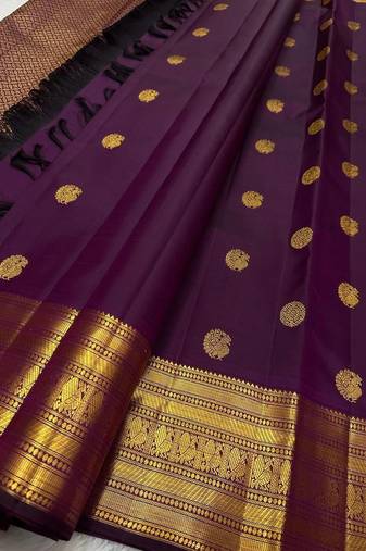 Purple soft silk blend banarasi jacuard work designer party wear saree with unstitched blouse piece