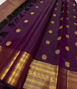 Purple soft silk blend banarasi jacuard work designer party wear saree with unstitched blouse piece