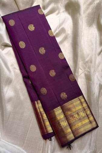 Purple soft silk blend banarasi jacuard work designer party wear saree with unstitched blouse piece