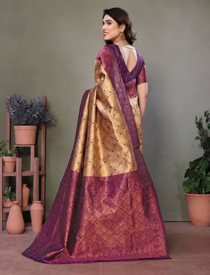  silk blend banarasi saree with unstitched blouse piece 4