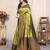 Lemon green soft silk blend banarasi jacuard work designer party wear saree with unstitched blouse piece