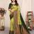 Lemon green soft silk blend banarasi jacuard work designer party wear saree with unstitched blouse piece
