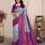 Sky blue purple soft silk blend banarasi jacuard work designer party wear saree with unstitched blouse piece