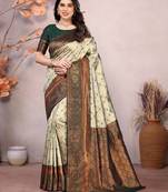 Pista green soft silk blend banarasi jacuard work designer party wear saree with unstitched blouse piece