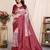 Wine soft silk blend banarasi jacuard work designer party wear saree with unstitched blouse piece