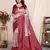 Wine soft silk blend banarasi jacuard work designer party wear saree with unstitched blouse piece