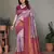 Lavender wine soft silk blend banarasi jacuard work designer party wear saree with unstitched blouse piece