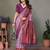 Lavender wine soft silk blend banarasi jacuard work designer party wear saree with unstitched blouse piece
