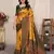 Yellow green soft silk blend banarasi jacuard work designer party wear saree with unstitched blouse piece