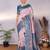 Pech sky blue soft silk blend banarasi jacuard work designer party wear saree with unstitched blouse piece