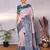 Pech sky blue soft silk blend banarasi jacuard work designer party wear saree with unstitched blouse piece
