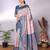 Pech sky blue soft silk blend banarasi jacuard work designer party wear saree with unstitched blouse piece