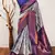 Grey neavy blue soft silk blend banarasi jacuard work designer party wear saree with unstitched blouse piece