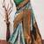 Sea green soft silk blend banarasi jacuard work designer party wear saree with unstitched blouse piece