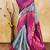 Sky blue pink soft silk blend banarasi jacuard work designer party wear saree with unstitched blouse piece