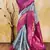 Sky blue pink silk blend banarasi saree with unstitched blouse piece