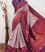 Wine soft silk blend banarasi jacuard work designer party wear saree with unstitched blouse piece