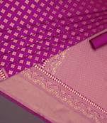 Pink soft silk blend banarasi jacuard work designer party wear saree with unstitched blouse piece