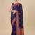 Blue soft silk blend banarasi jacuard work designer party wear saree with unstitched blouse piece
