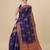 Blue soft silk blend banarasi jacuard work designer party wear saree with unstitched blouse piece
