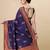 Blue soft silk blend banarasi jacuard work designer party wear saree with unstitched blouse piece