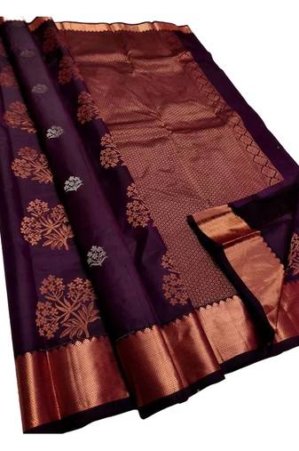 Wine soft silk blend banarasi jacuard work designer party wear saree with unstitched blouse piece