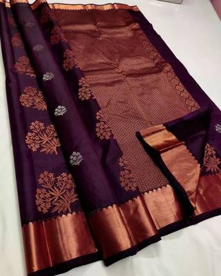 Wine silk blend banarasi saree with unstitched blouse piece 2