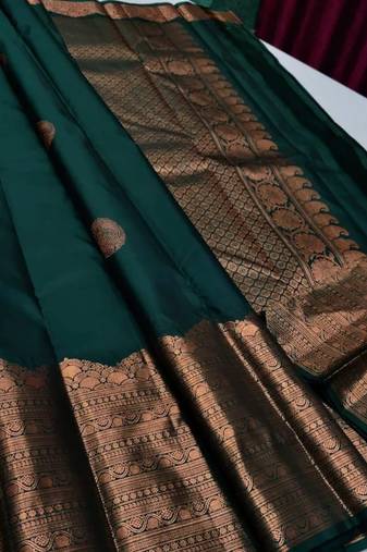 Green soft silk blend banarasi jacuard work designer party wear saree with unstitched blouse piece