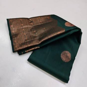 Green silk blend banarasi saree with unstitched blouse piece 4