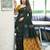 Dark green yellow soft silk blend banarasi jacuard work designer party wear saree with unstitched blouse piece