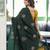 Dark green yellow soft silk blend banarasi jacuard work designer party wear saree with unstitched blouse piece