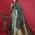 Green soft silk blend banarasi jacuard work designer party wear saree with unstitched blouse piece
