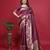 Wine soft silk blend banarasi jacuard work designer party wear saree with unstitched blouse piece