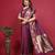 Wine soft silk blend banarasi jacuard work designer party wear saree with unstitched blouse piece