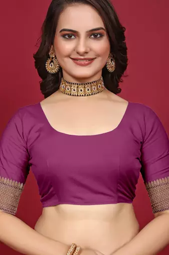 Wine silk blend banarasi saree with unstitched blouse piece