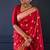 Red soft silk blend banarasi jacuard work designer party wear saree with unstitched blouse piece