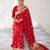 Red soft silk blend banarasi jacuard work designer party wear saree with unstitched blouse piece