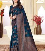 Morpich soft silk blend banarasi jacuard work designer party wear saree with unstitched blouse piece