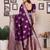 Wine soft silk blend banarasi jacuard work designer party wear saree with unstitched blouse piece