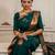 Green soft silk blend banarasi jacuard work designer party wear saree with unstitched blouse piece